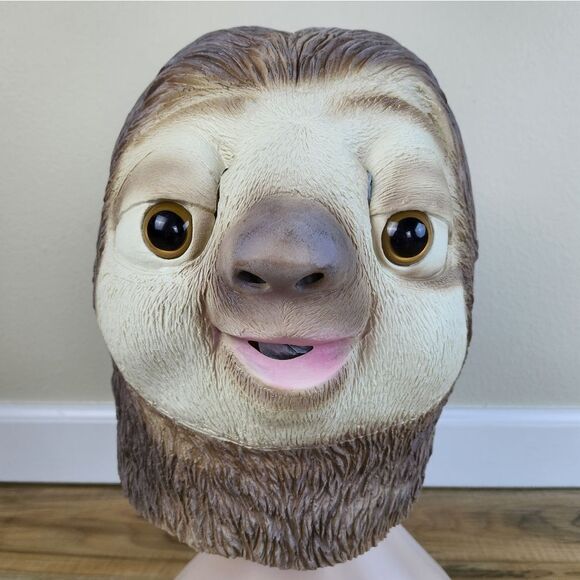 🩵Deluxe Sloth Full Head Latex Costume Mask - Picture 3 of 13